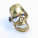 Large Masonic antique gold and silver skull ring memento mori 18.3g size T