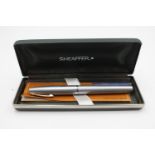 Vintage SHEAFFER Imperial Brushed Steel FOUNTAIN PEN w/ 14ct Gold Nib WRITING