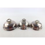 3 x Antique / Vintage Silver Plated Domed Cloche Food Covers (1822g)