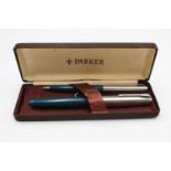 Vintage PARKER 51 Teal FOUNTAIN PEN w/ Brushed Steel Cap WRITING Boxed