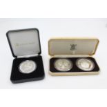 3 x .925 STERLING SILVER Boxed Coins Inc Royal Visit to Jamaica Etc (75g)