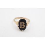 9ct gold antique b initial onyx ring (1.9g) Size J