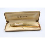 Vintage SHEAFFER Rolled Gold FOUNTAIN PEN w/ 14ct Gold Nib WRITING Boxed (24g)