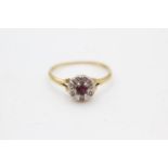 18ct gold ruby & diamond halo ring (2.3g) Size Q