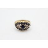 9ct gold sapphire and diamond dress ring (3g) Size Q