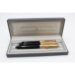 Vintage PARKER 51 Black FOUNTAIN PEN w/ Rolled Gold Cap WRITING Boxed