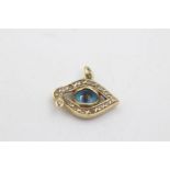 14ct gold clear gemstone set eye with tear pendant (1.8g)
