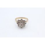 9ct gold diamond floral ring (3.2g) Size N