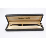 Vintage SHEAFFER Snorkel Black FOUNTAIN PEN w/ 14ct Gold Nib WRITING Boxed