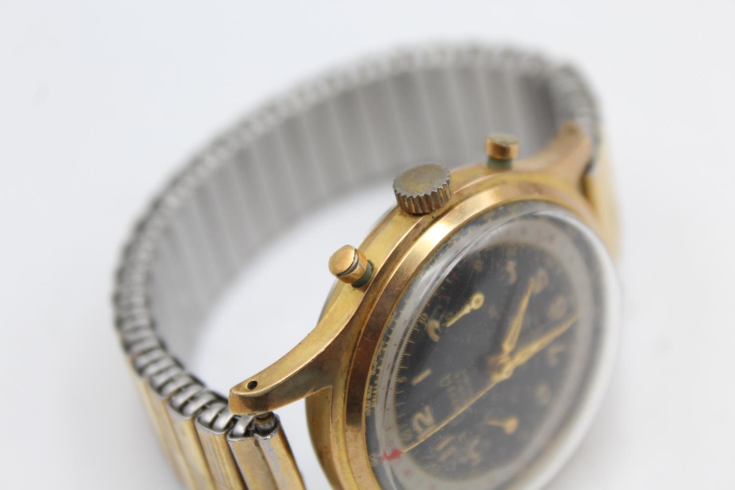 Vintage Gents DREFFA Geneve Gold Tone Chronograph WRISTWATCH Hand-Wind WORKING - Image 4 of 4