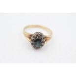 9ct gold sapphire diamond halo dress ring (3g) Size N