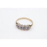 9ct gold iolite & clear gemstone ring (1.6g) Size L