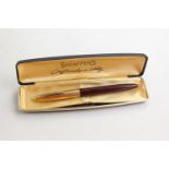 Vintage SHEAFFER Snorkel Burgundy FOUNTAIN PEN w/ 14ct Gold Nib WRITING Boxed