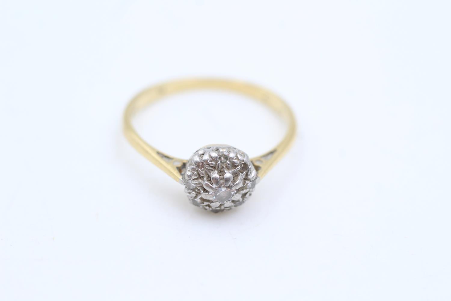 18ct gold & platinum diamond flower ring (2.3g) size M