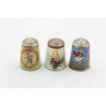 3 x Ass.925 STERLING SILVER Guilloche Enamel Thimbles Inc Advertising (17g)