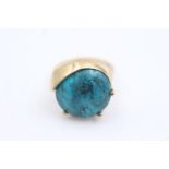 10ct gold turquoise single stone dress ring (7.3g) size N