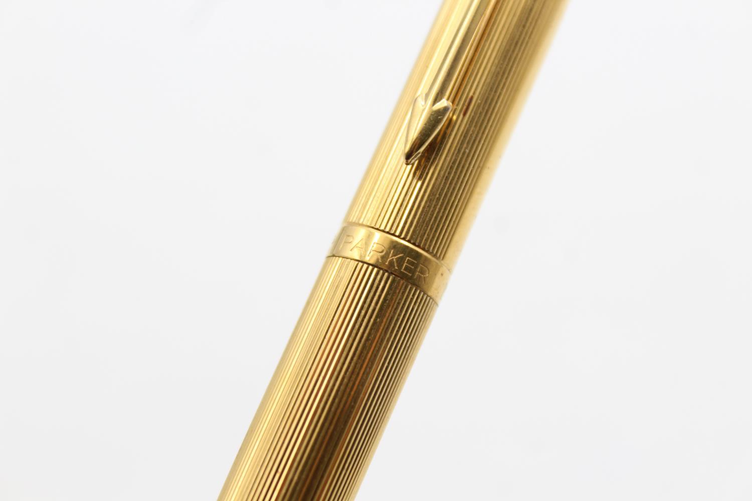 Vintage PARKER 75 Rolled Gold FOUNTAIN PEN w/ 14ct Gold Nib WRITING (20g) - Bild 7 aus 7