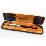 Vintage PARKER 51 Burgundy FOUNTAIN PEN w/ Brushed Steel Cap WRITING Boxed