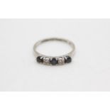 14ct white gold sapphire & diamond half eternity ring (1.7g) size M