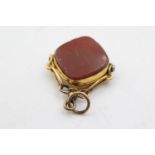 9ct gold antique bloodstone & carnelian spinner fob (6.6g)