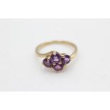 9ct gold amethyst four stone set ring (2.9g) size R