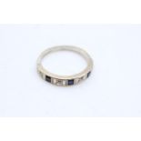 18ct white gold sapphire & diamond seven stone half eternity ring (2.6g) size J