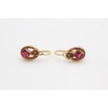 18ct gold red paste drop earrings (1.5g)