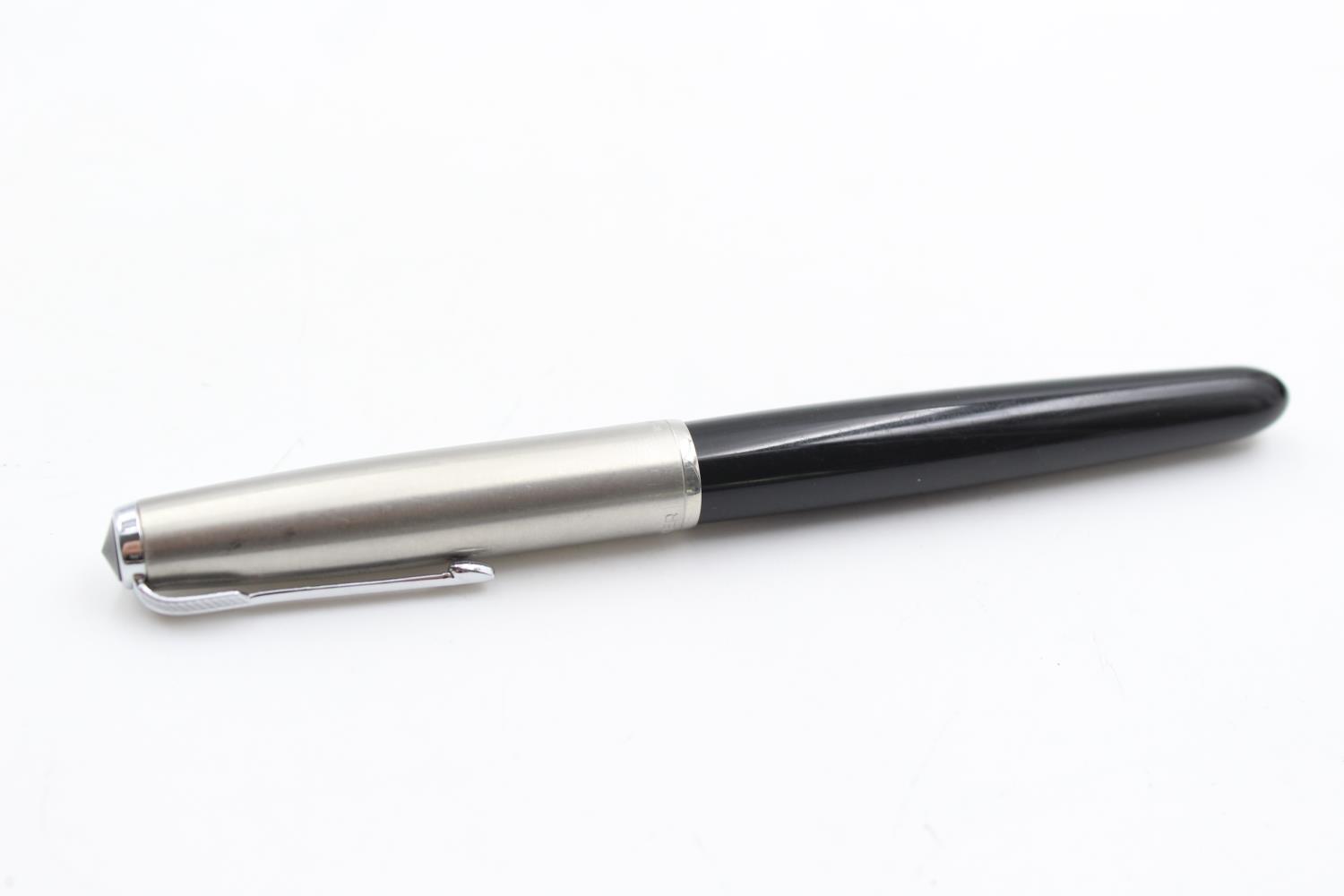 Vintage PARKER 51 Black FOUNTAIN PEN w/ Brushed Steel Cap WRITING Boxed - Bild 7 aus 7