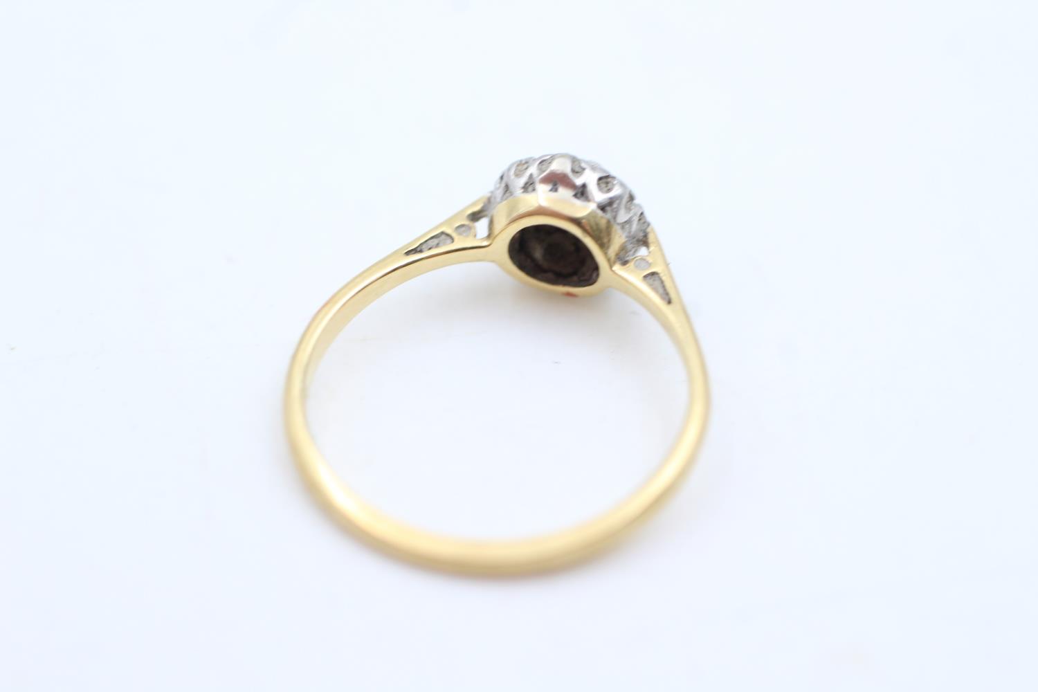 18ct gold & platinum diamond flower ring (2.3g) size M - Bild 4 aus 4