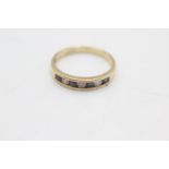 9ct gold sapphire & diamond half eternity band ring (1.7g) size M