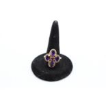 9ct gold amethyst cluster ring (4.1g) size P