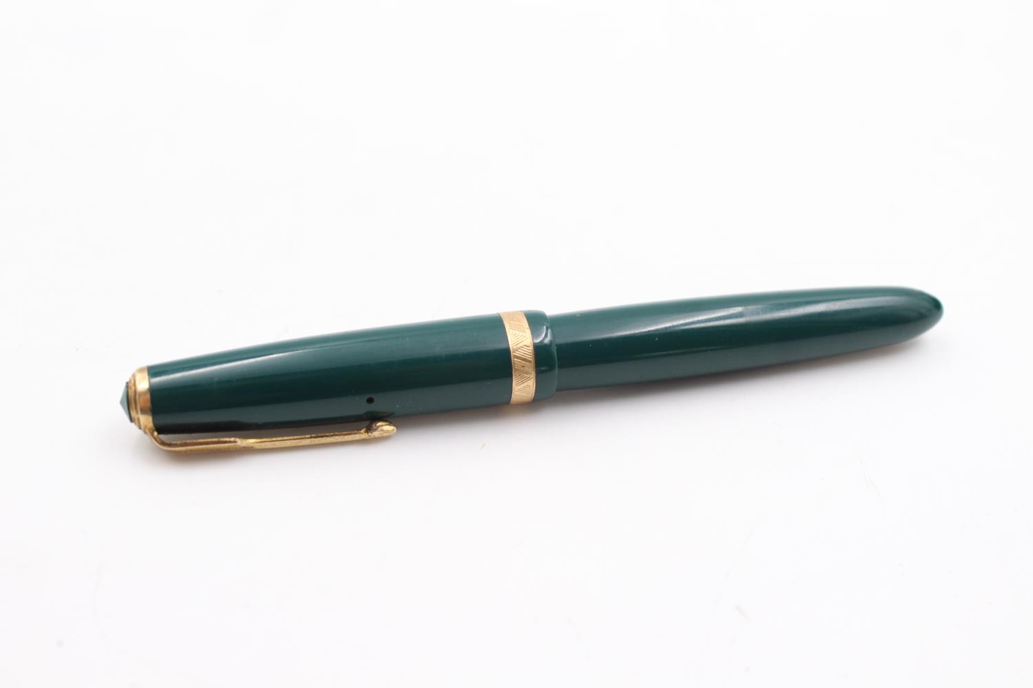 Vintage PARKER Duofold Green FOUNTAIN PEN w/ 14ct Gold Nib WRITING - Bild 6 aus 6