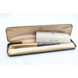 Vintage PARKER 61 Grey FOUNTAIN PEN w/ Rolled Gold Cap WRITING In Original Box