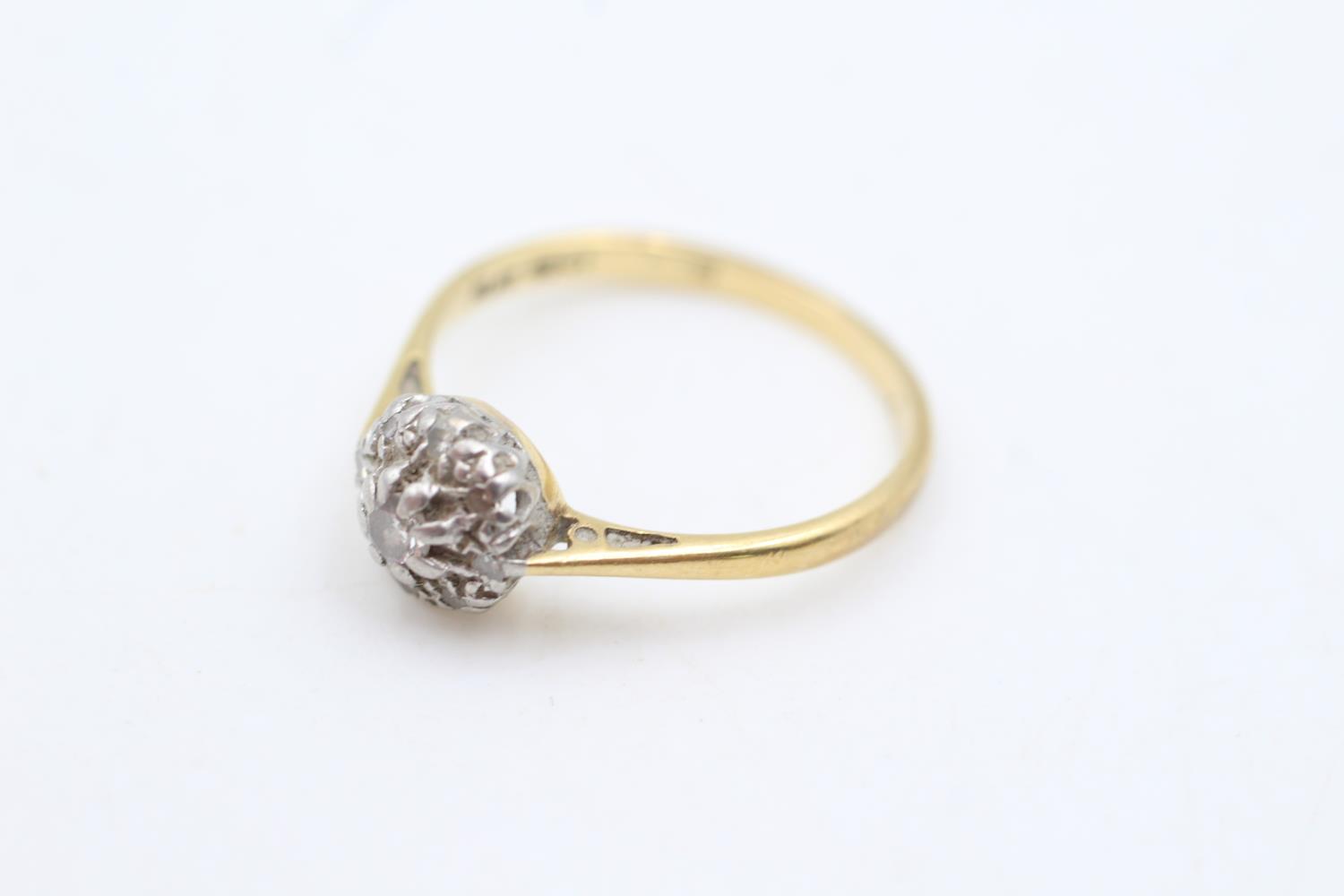 18ct gold & platinum diamond flower ring (2.3g) size M - Bild 2 aus 4