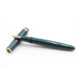 Vintage PARKER Duofold Green FOUNTAIN PEN w/ 14ct Gold Nib WRITING