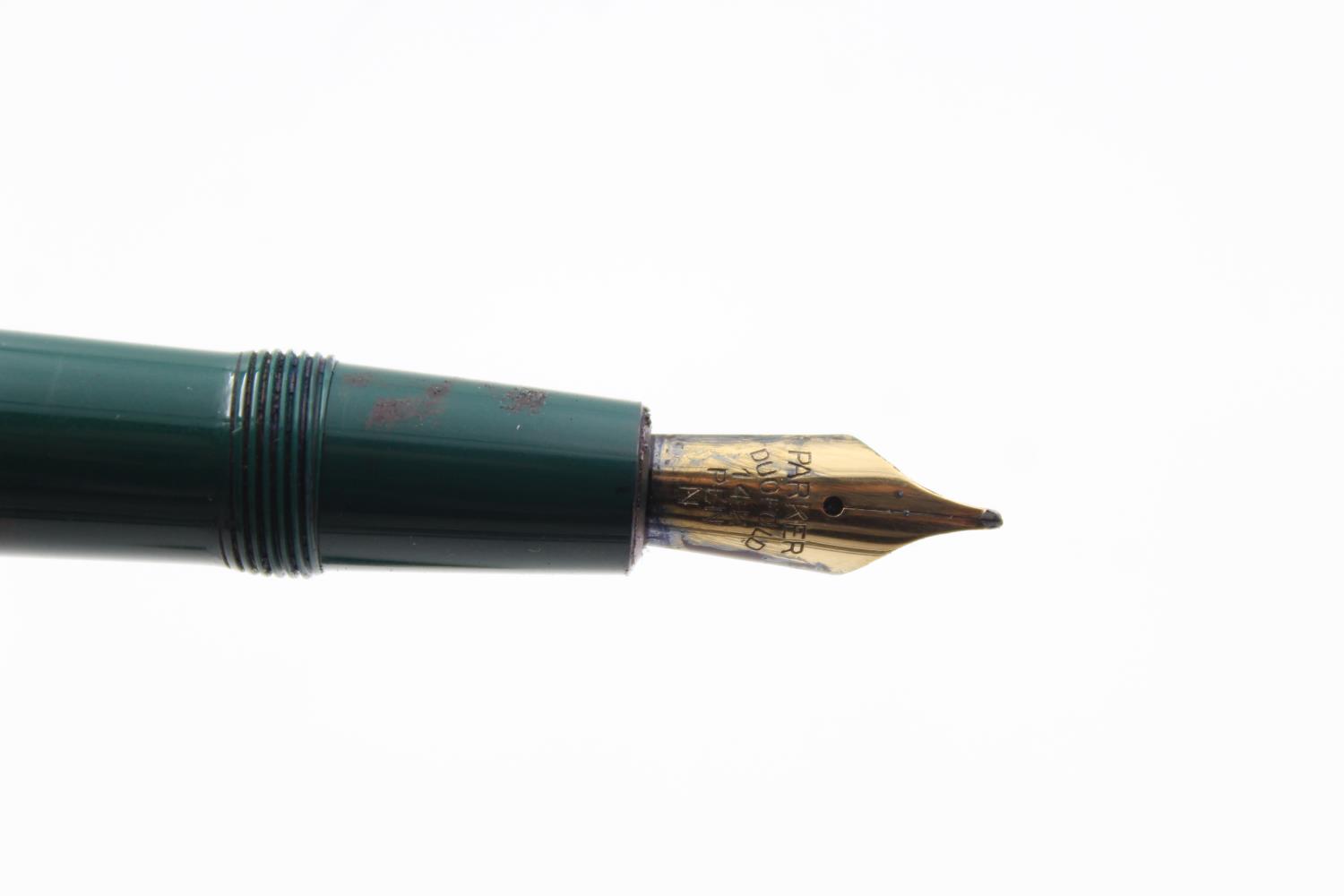 Vintage PARKER Duofold Green FOUNTAIN PEN w/ 14ct Gold Nib WRITING - Bild 3 aus 6