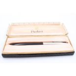 Vintage PARKER 51 Black FOUNTAIN PEN w/ Brushed Steel Cap WRITING Boxed