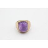 9ct gold amethyst domed signet ring (5.9g) size L