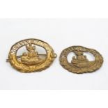 2 x Vintage Mersey Docks & Harbor Board Railway Cap Badges