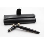 MONTBLANC Meisterstuck Black FOUNTAIN PEN w/ 14ct White Gold Nib WRITING