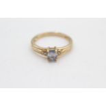 9ct gold sapphire & diamond framed solitaire ring (2.2g) size N