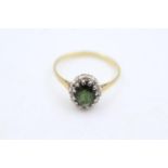 18ct gold tourmaline & diamond halo ring, as seen (2.5g) size Q