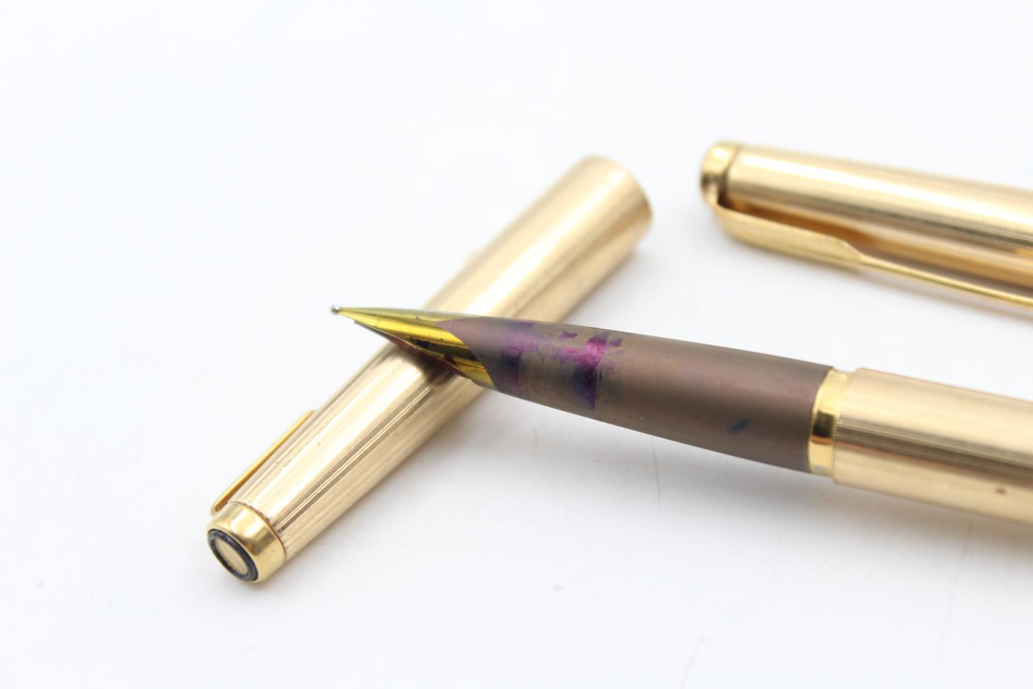 Vintage PARKER 50 Falcon Rolled Gold FOUNTAIN PEN w/ Gold Plate Nib, Ballpoint - Bild 2 aus 4