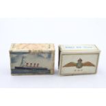 2 x Vintage MILITARY Themed Celluloid Matchbox Holders Inc RAF, Souvenir Etc