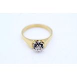 18ct gold sapphire & diamond flower ring (4.1g) size P