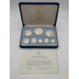 Boxed set of coinage of Belize sterling silver proof set
