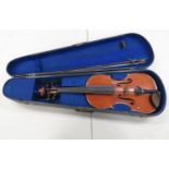 Wooden sarcophagus boxed 1889 Louis Lowendall violin with full back