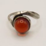 Silver and Amber ring size M