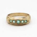 9ct gold and emerald antique ring size O 3g