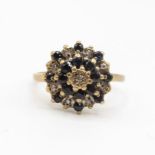 9ct gold diamond and sapphire ring size M 2.4g